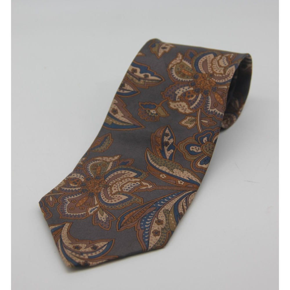 Mallory & Church London Neck Tie Blue Floral Silk Necktie USA Old Money Classic